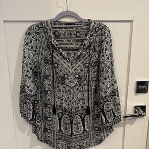 Lucky Brand Monochrome Patterned Blouse